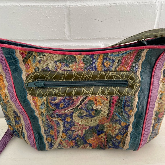 Womens Classic Vintage 1990 Sharif Multi-Colored Jewel Tone Shoulder Strap Purse - Picture 5 of 15